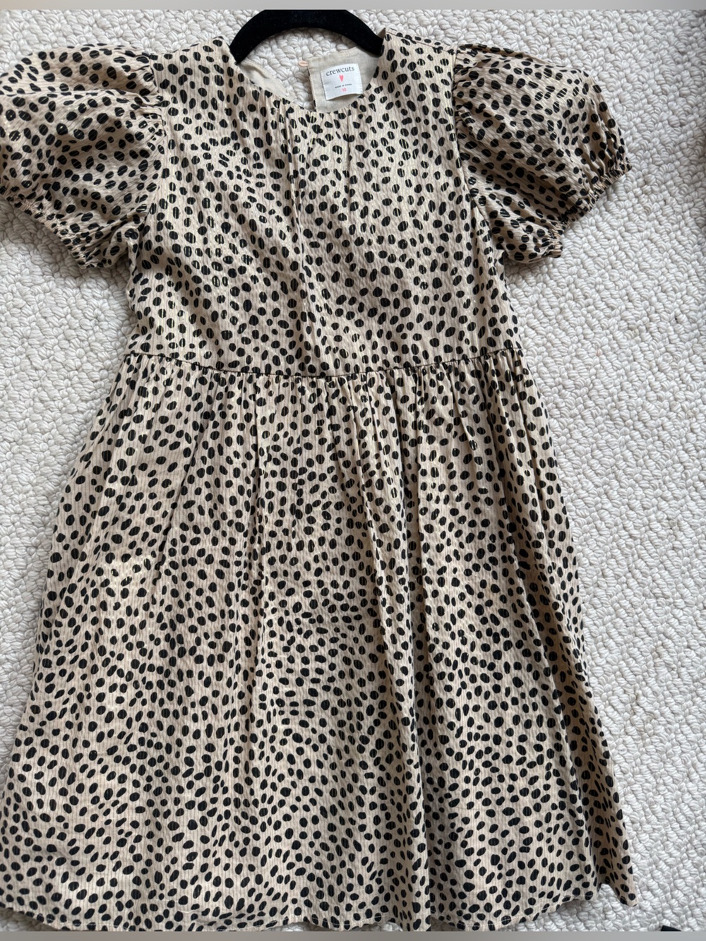 Crewcuts Beige Dress with Black Spot Print